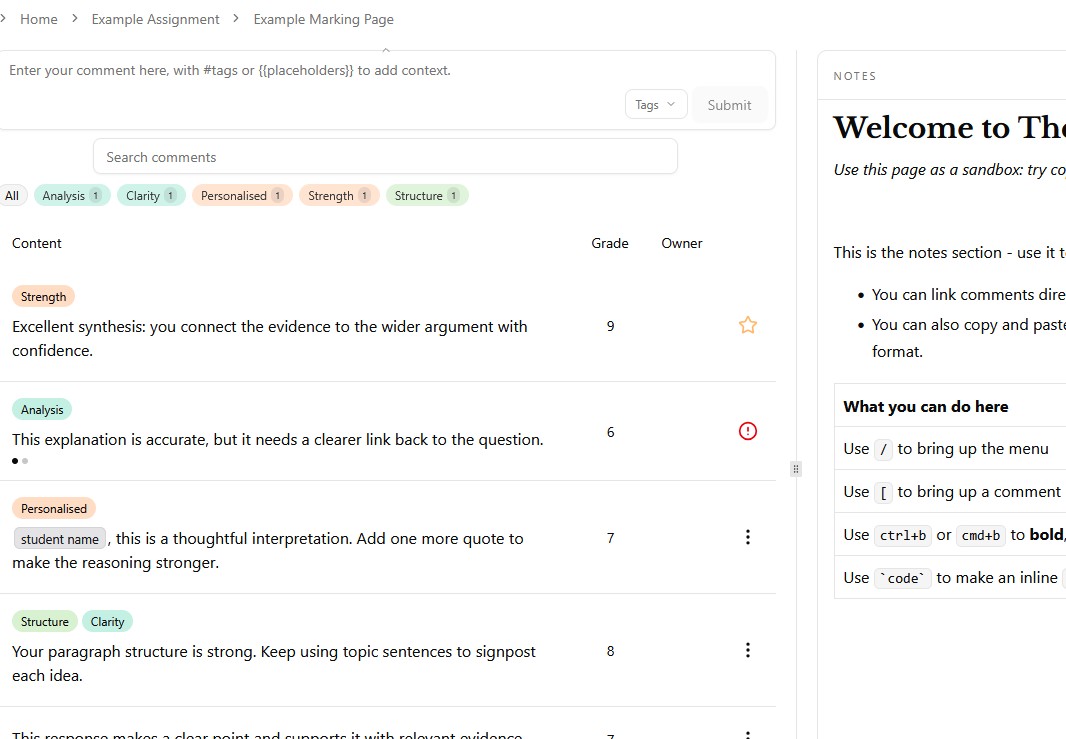 The Marking App quick start preview